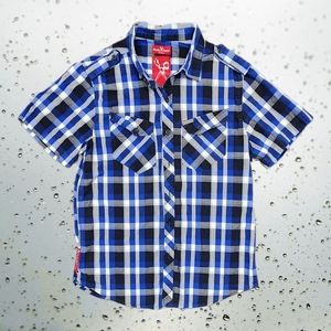 ✂️💀Y2K Marc Ecko Cut & Sew Men’s 💀✂️ Short-Sleeve Button-Up Shirt Size Medium